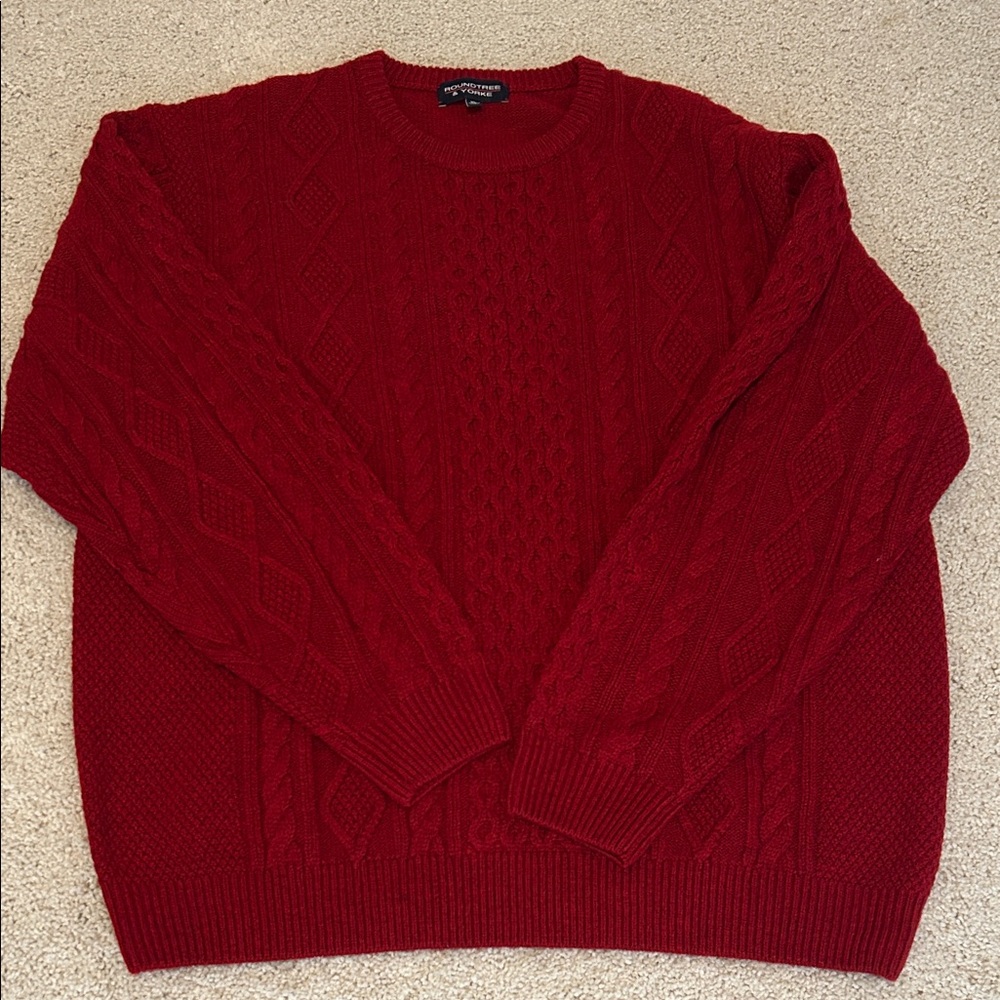 Roundtree & Yorke Men's Deep Red Crewneck Sweater